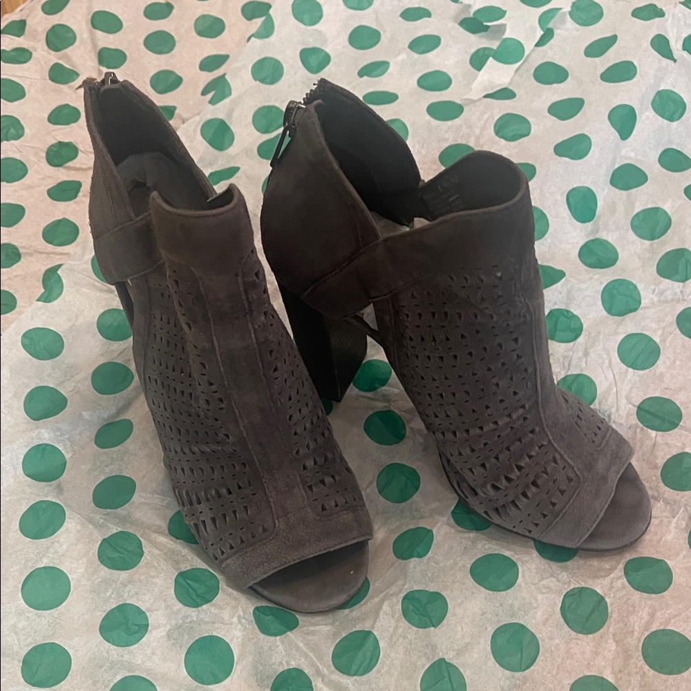 Vince Camuto Charcoal Peep-Toe Ankle Booties